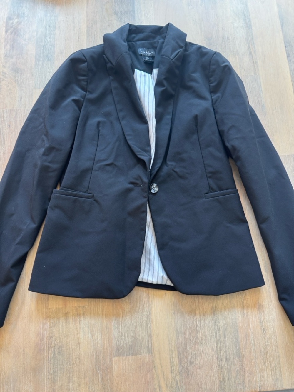 Nicole Miller Black Single-Button Fitted Blazer